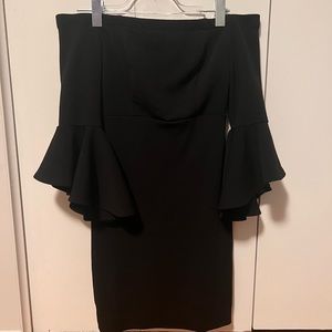 CUTE BLACK OFF THE SHOULDER DRESS